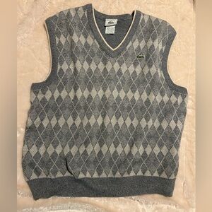 Lacoste Gray V-Neck Sweater with Classic Style